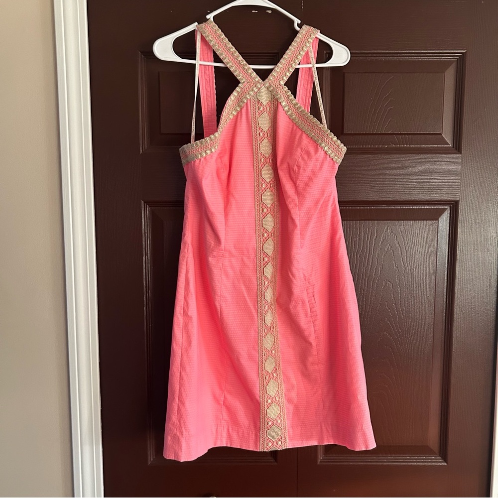 Lilly Pulitzer pink with gold trim dress size 12